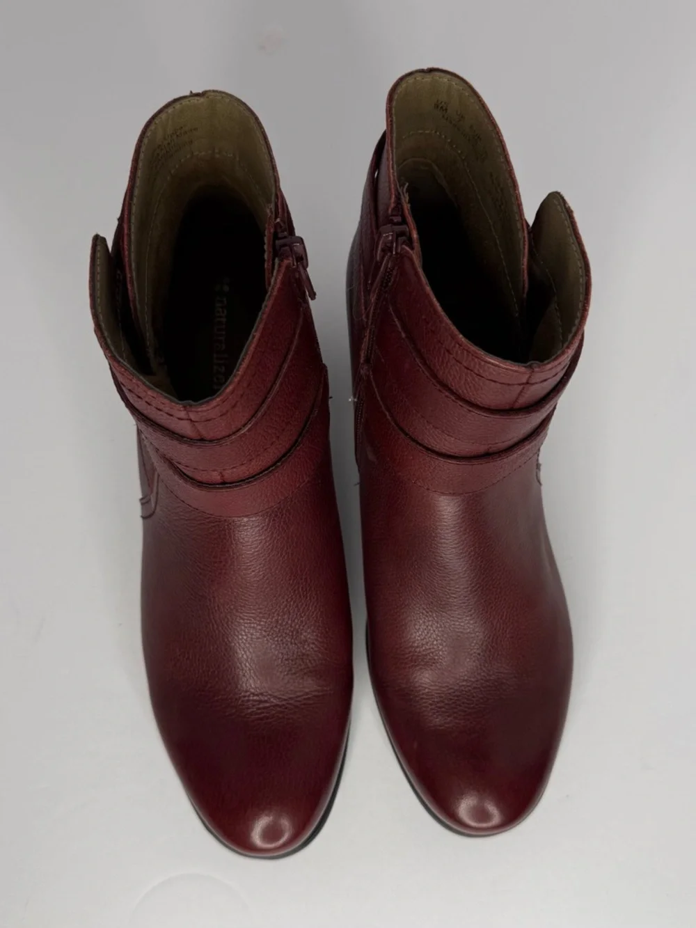 Naturalizer Women's Burgundy Leather Ankle Booties - Picture 3 of 8